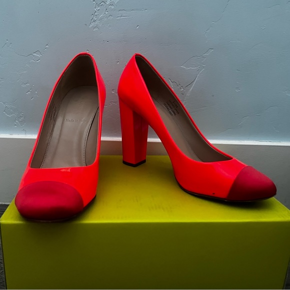 J. Crew Etta Satin Toe Pump - Neon Orange - Size 8.5 - Picture 4 of 9